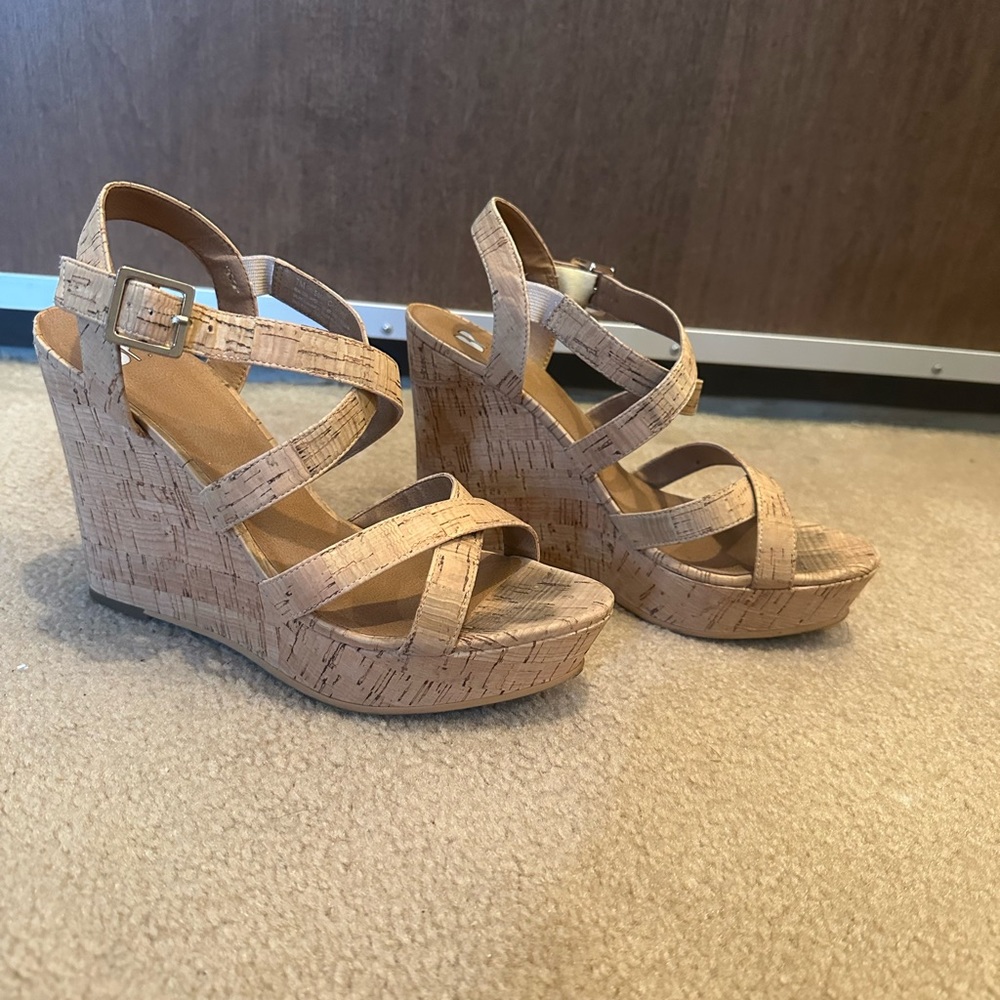 bp nude cork wedges